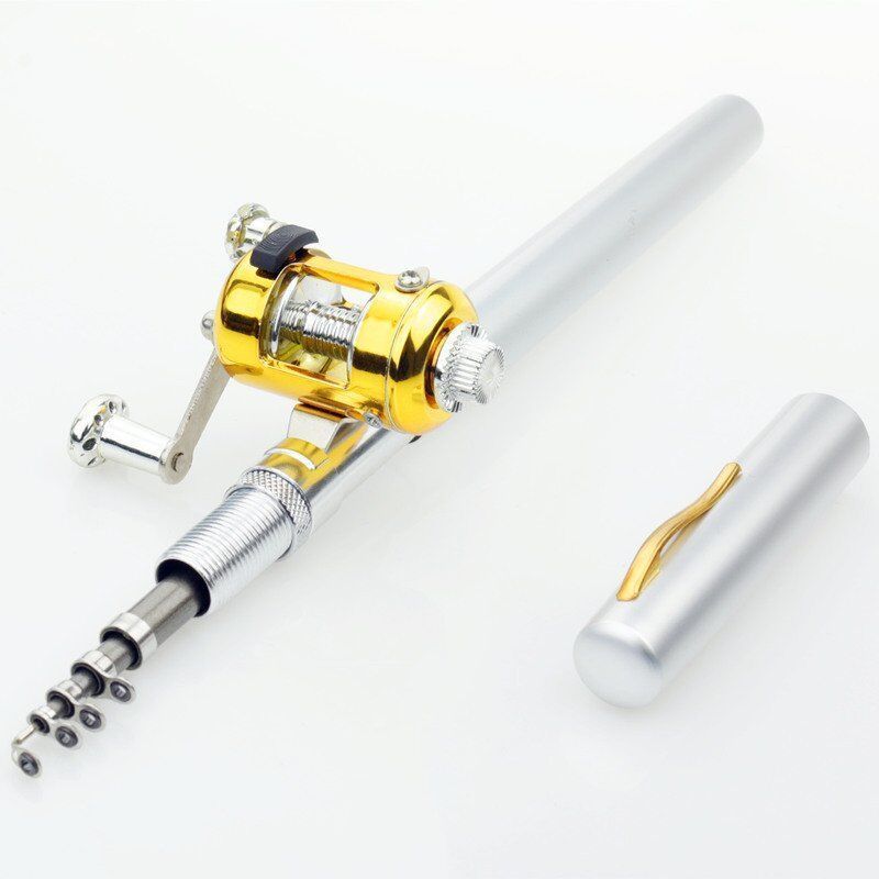 Silver fishing (non-past) poles (with wheels and no wire)